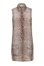 Current Boutique-Equipment - Tan, Beige, & Black Leopard Print Silk Sleeveless Dress Sz S