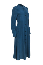 Current Boutique-Equipment - Teal Blue Silk Midi Shirtdress Sz 6