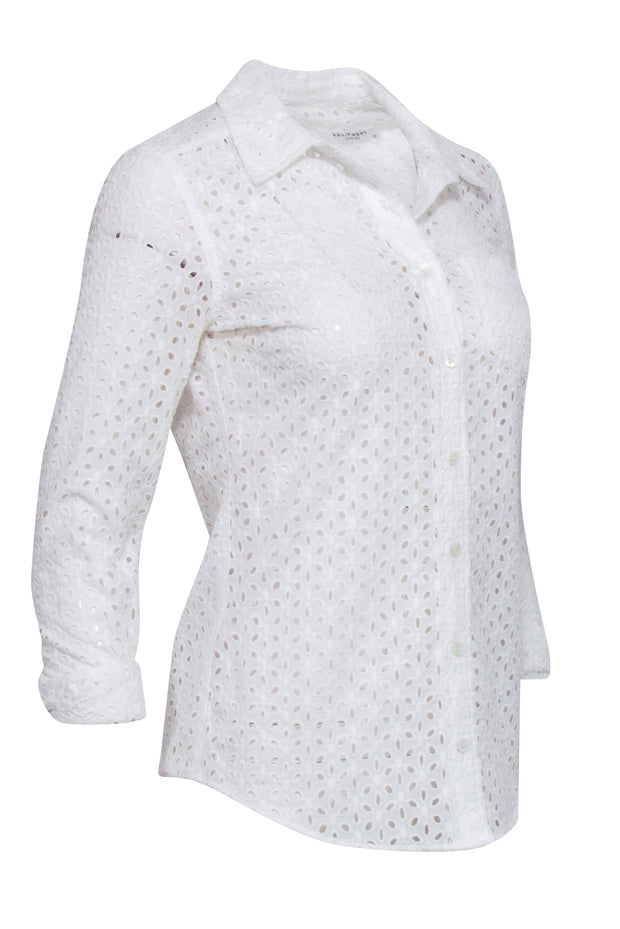 Current Boutique-Equipment - White Eyelet Button Front Shirt Sz XS