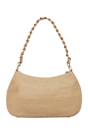 Current Boutique-Eric Javits - Beige Woven Shoulder Bag w/ Braided Chain Strap