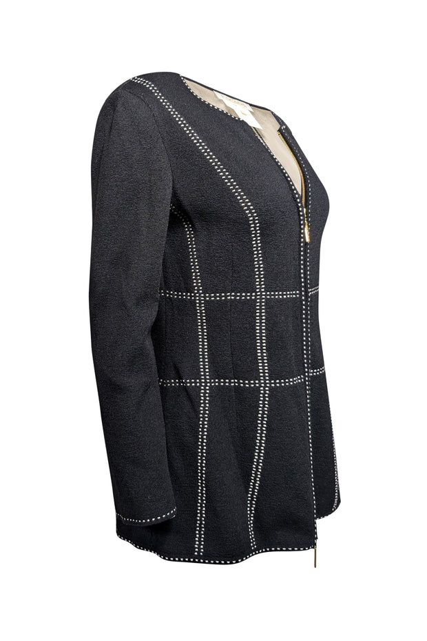 Current Boutique-Escada - Black Knit Jacket w/ Cream Trim Detail Sz 8