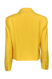 Current Boutique-Escada - Bright Yellow Button-Up Wool Jacket w/ White Trim Sz 10