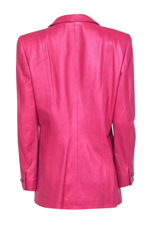 Current Boutique-Escada - Hot Pink Leather Blazer Sz 12 Blazer