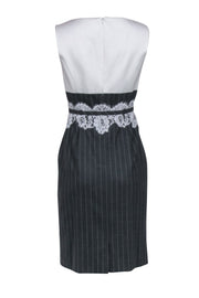 Current Boutique-Escada - Ivory w/ Grey Pinstripes Sheath Dress Sz 6