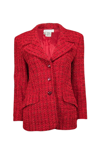 Current Boutique-Escada - Red Tweed Button Front Blazer Sz 8