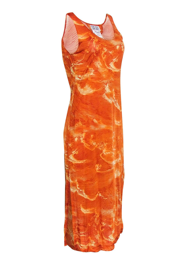 Current Boutique-Escada Sport - Burnt Orange Abstract Print Sleeveless Maxi Dress Sz 8