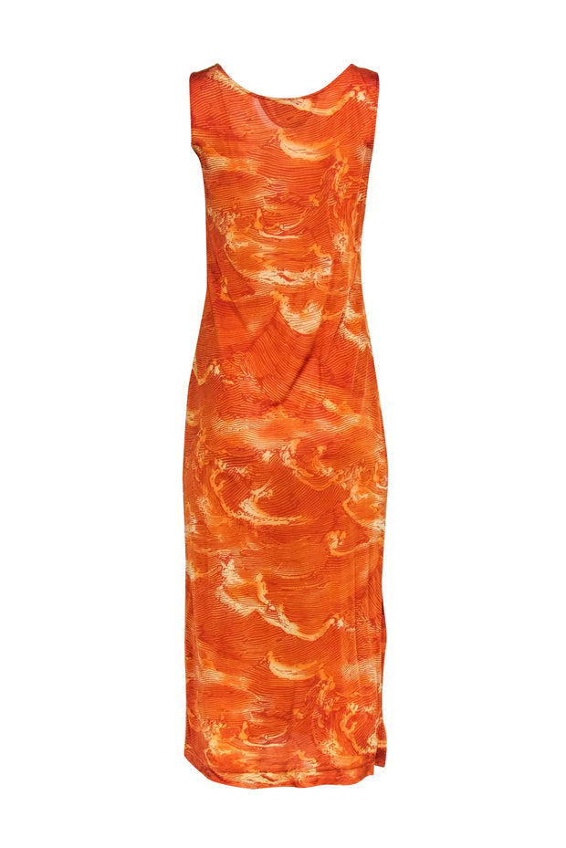 Current Boutique-Escada Sport - Burnt Orange Abstract Print Sleeveless Maxi Dress Sz 8