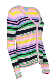 Current Boutique-Escada Sport - Pink Multicolor Stripe V-neck Cardigan Sz L