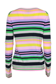 Current Boutique-Escada Sport - Pink Multicolor Stripe V-neck Cardigan Sz L