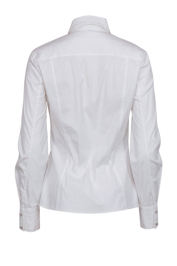 Current Boutique-Escada - White Long Sleeve Zipper Front Shirt Sz 8