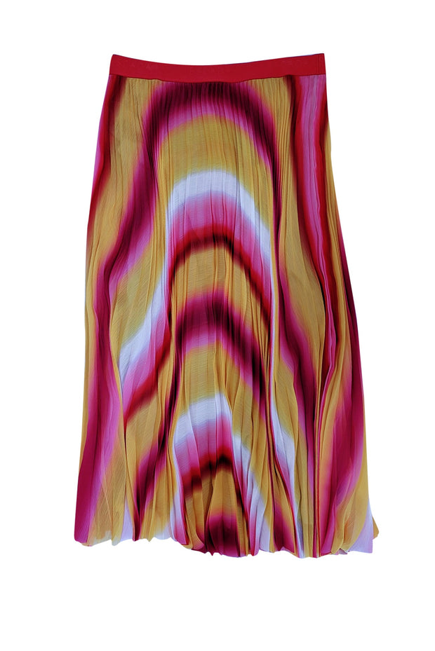 Current Boutique-Escada - Yellow, Pink, & Orange Pleated Skirt Sz 14