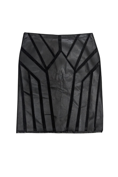 Current Boutique-Etcetera - Black Paneled Leather & Mesh Skirt Sz 4