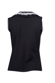 Current Boutique-Etcetera - Black Sleeveless Top w/ Embellished Mohair Trim Sz M