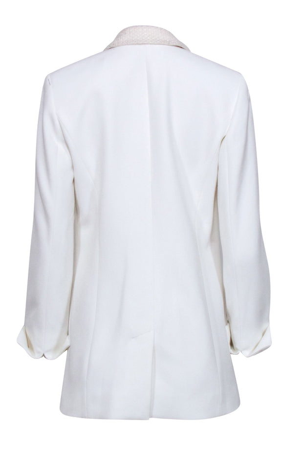 Current Boutique-Etcetera - Ivory Single Button front Blazer w/ Cream Tweed Front Detail Sz 4