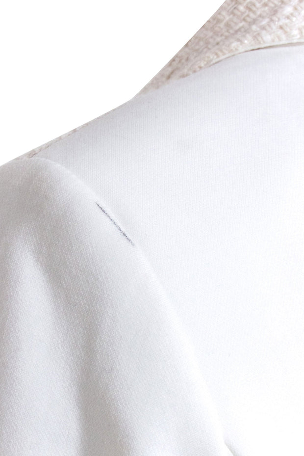 Current Boutique-Etcetera - Ivory Single Button front Blazer w/ Cream Tweed Front Detail Sz 4