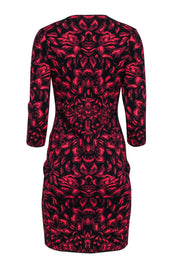 Current Boutique-Etcetera - Red & Black Floral Patterned Knit Bodycon Dress Sz S