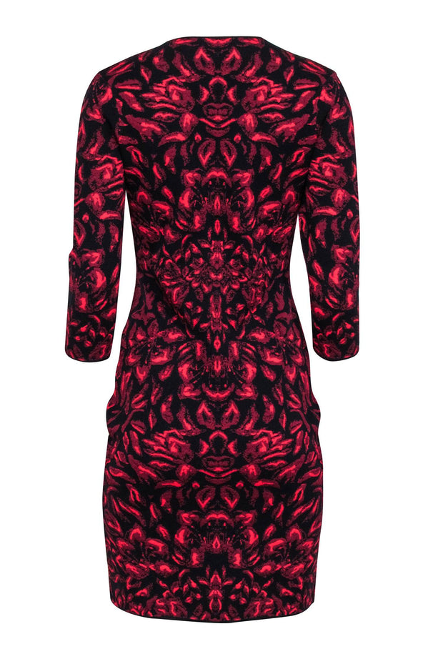 Current Boutique-Etcetera - Red & Black Floral Patterned Knit Bodycon Dress Sz S
