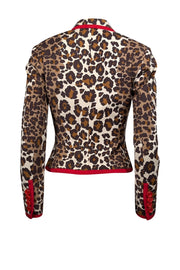 Current Boutique-Etcetera - Tan Leopard Print Blazer w/ Red Trim Detail Sz 0