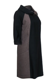 Current Boutique-Etecetera - Brown & Black Color-Blocked Shift Dress w/ Collared Neckline Sz 8