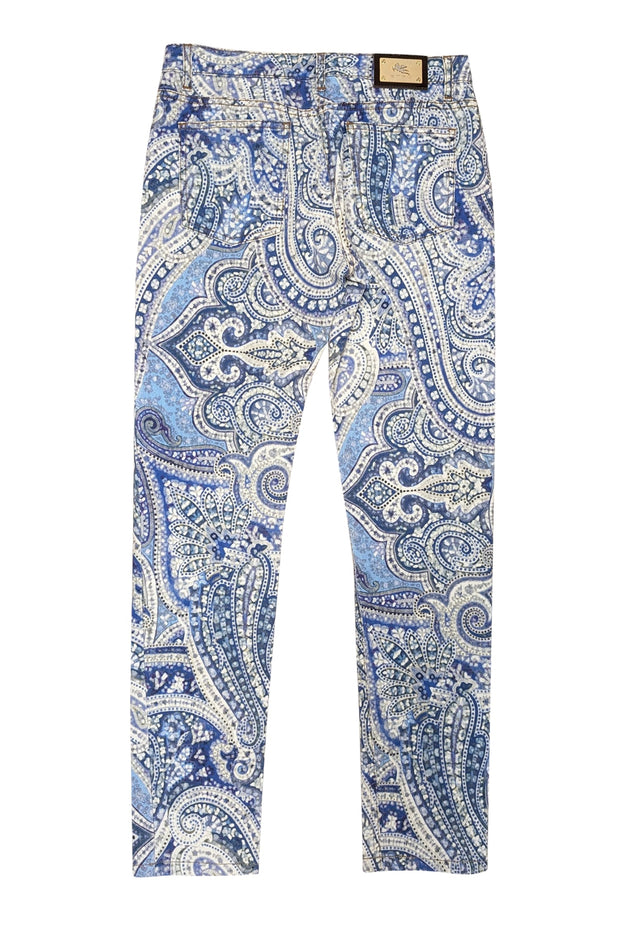 Current Boutique-Etro - Blue & Lavender Paisley Mid Rise Skinny Pants Sz 4