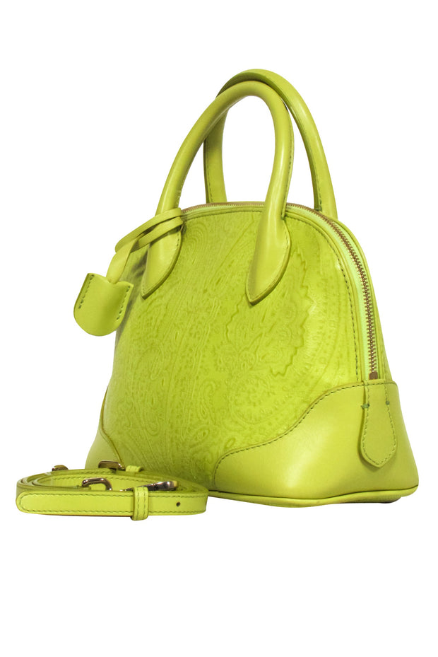 Current Boutique-Etro - Lime Green Textured Bowler Handbag