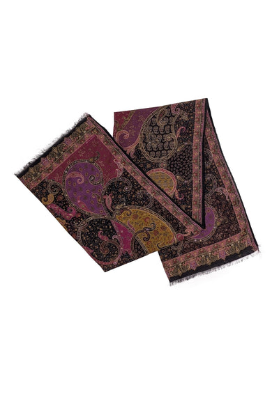 Current Boutique-Etro - Magenta, Purple, Black, & Tan Paisley Print Silk Scarf