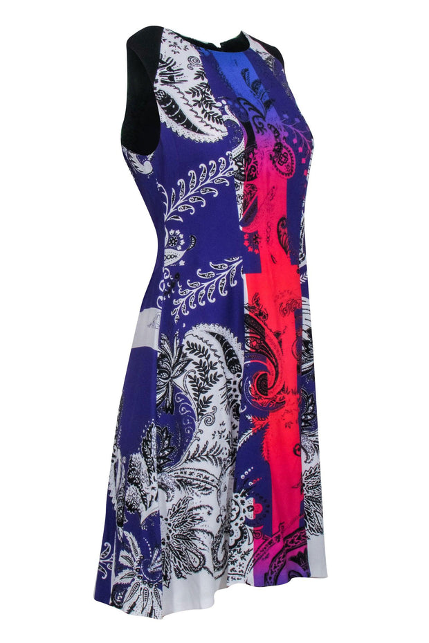 Current Boutique-Etro - Purple, Red & Black Multi Print Sleeveless Dress Sz 8