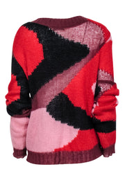 Current Boutique-Faith Connexion - Red, Black, & Pink Print Knit Sweater Sz M