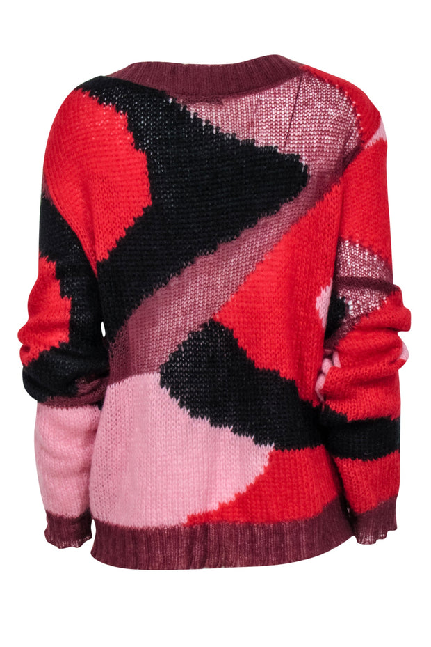 Current Boutique-Faith Connexion - Red, Black, & Pink Print Knit Sweater Sz M