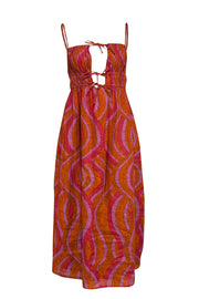 Current Boutique-Faithfull the Brand - Burnt Orange, Magenta, & Purple Linen Dress Sz 6