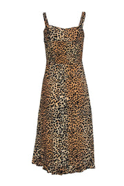 Current Boutique-Faithfull the Brand - Tan Sleeveless Leopard Print Midi Dress Sz 2