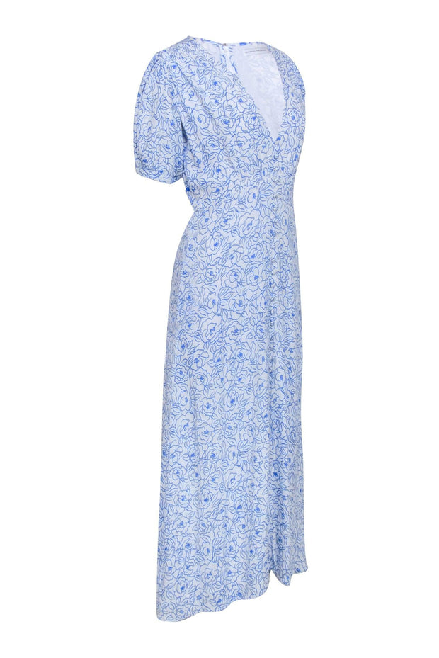 Current Boutique-Faithfull the Brand - White w/ Blue Floral Print Short Sleeve Maxi Dress Sz 4