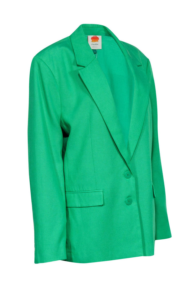 Current Boutique-Farm - Green Oversized Cotton Blend Blazer Sz L