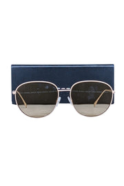 Current Boutique-Fendi - Beige Aviator Sunglasses w/ Logo Font Lenses