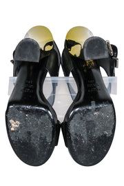 Current Boutique-Fendi - Black Leather Open Toe Pumps w/ Gold Heel Sz 6.5