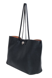 Current Boutique-Fendi - Black Pebbled Leather Open Top Tote Bag