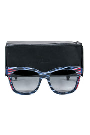 Current Boutique-Fendi - Blue & White Print Square Sunglasses