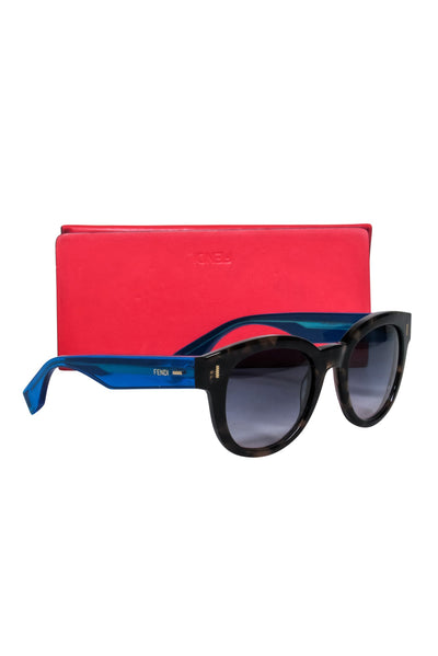 Current Boutique-Fendi - Brown Tortoise Frames w/Iridescent Blue Leg Sunglasses