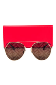 Current Boutique-Fendi - Gold Frame w/ Gold F Printed Lens Sunglasses