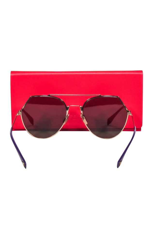 Current Boutique-Fendi - Gold Frame w/ Gold F Printed Lens Sunglasses