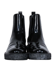 Current Boutique-Ferragamo - Black Leather Block Heel Booties Sz 9.5