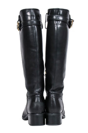 Current Boutique-Ferragamo - Black Leather Riding Boots w/ Gancini Accent Sz 7.5