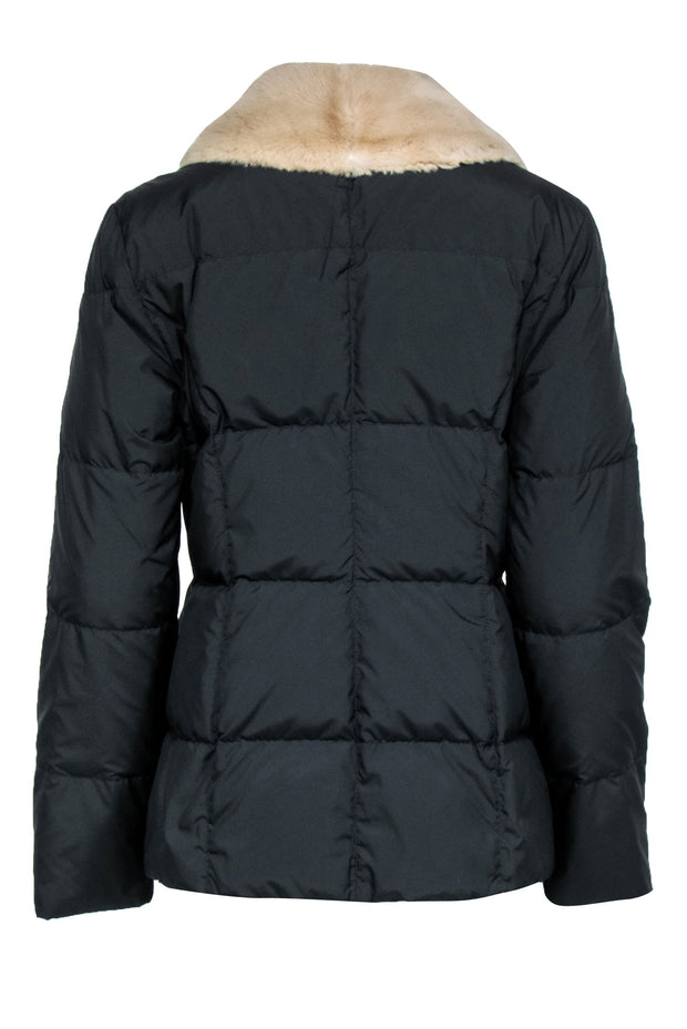 Current Boutique-Ferragamo - Black Puffer Coat w/ Tan Lapin Fur Trim Sz 8