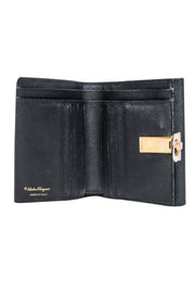 Current Boutique-Ferragamo - Black Saffiano Leather Wallet w/ Gold Closure