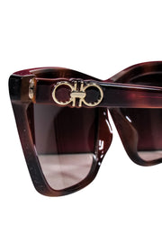 Current Boutique-Ferragamo - Brown Tortoise cat Eye Slim Sunglasses