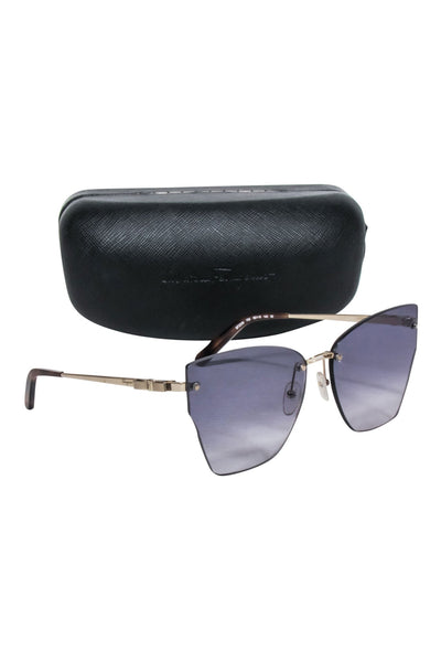 Current Boutique-Ferragamo - Gradient Purple Lens Large Frameless Sunglasses