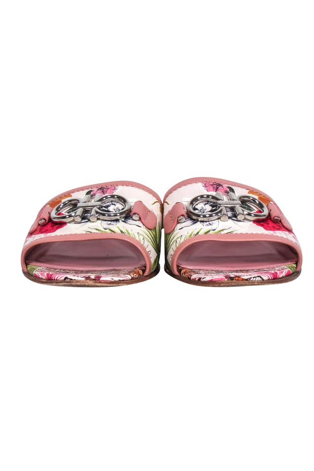 Current Boutique-Ferragamo - Pink Floral Slide Sandals Sz 7