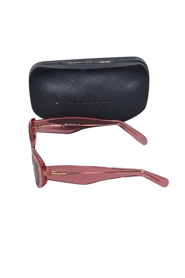 Current Boutique-Ferragamo - Pink Translucent Slim Cat Eye Sunglasses