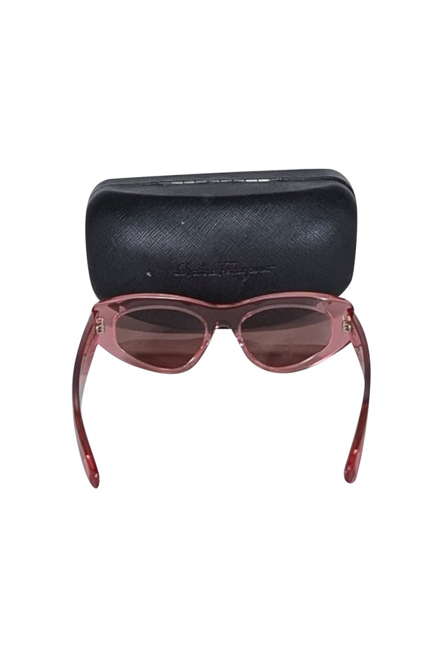 Current Boutique-Ferragamo - Pink Translucent Slim Cat Eye Sunglasses