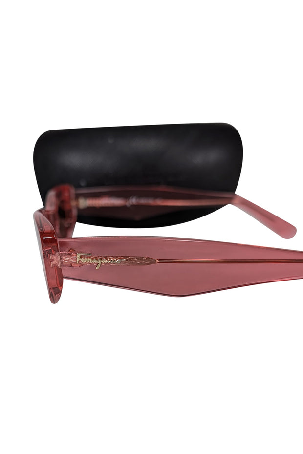 Current Boutique-Ferragamo - Pink Translucent Slim Cat Eye Sunglasses